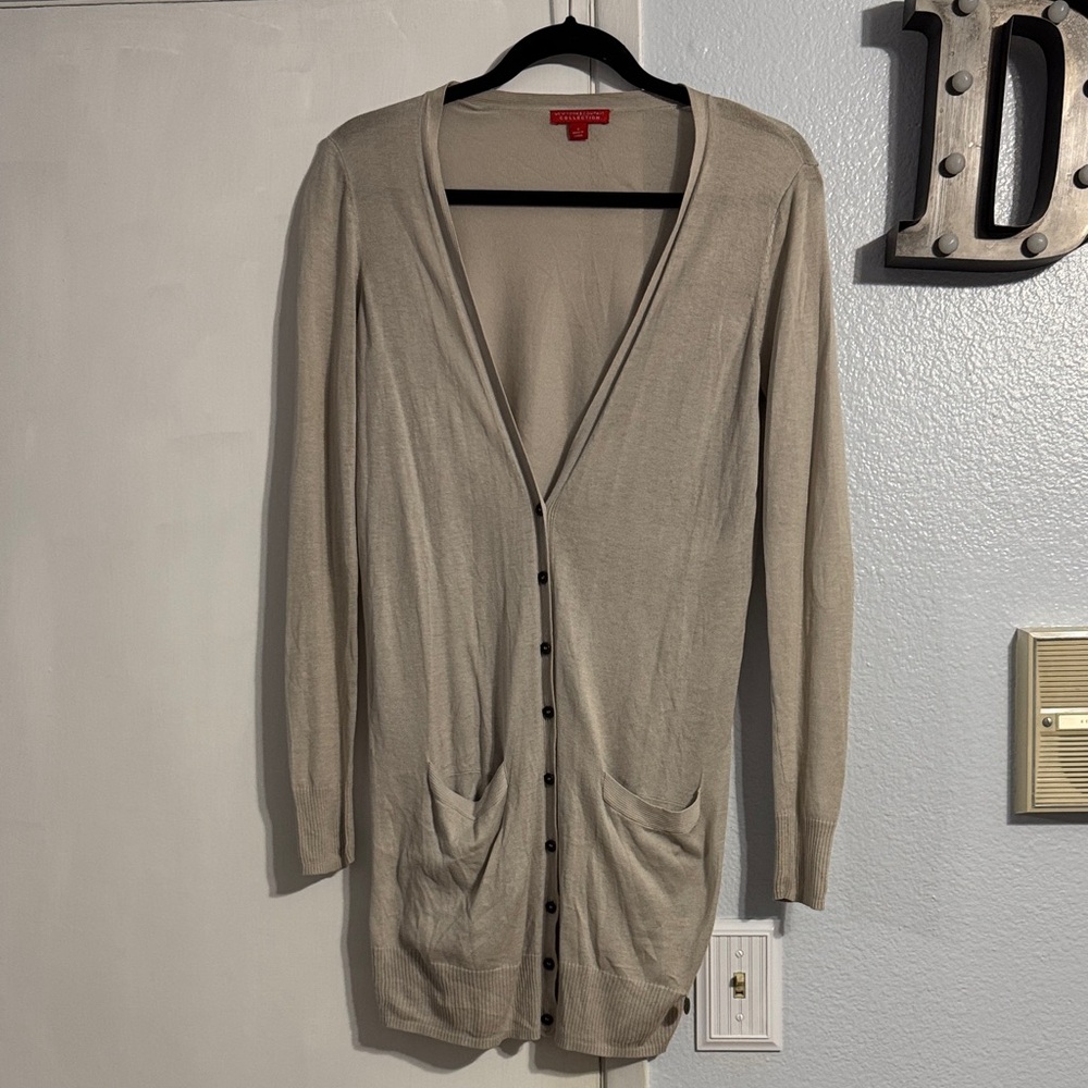New York & Company Light Tan Cardigan Sweater